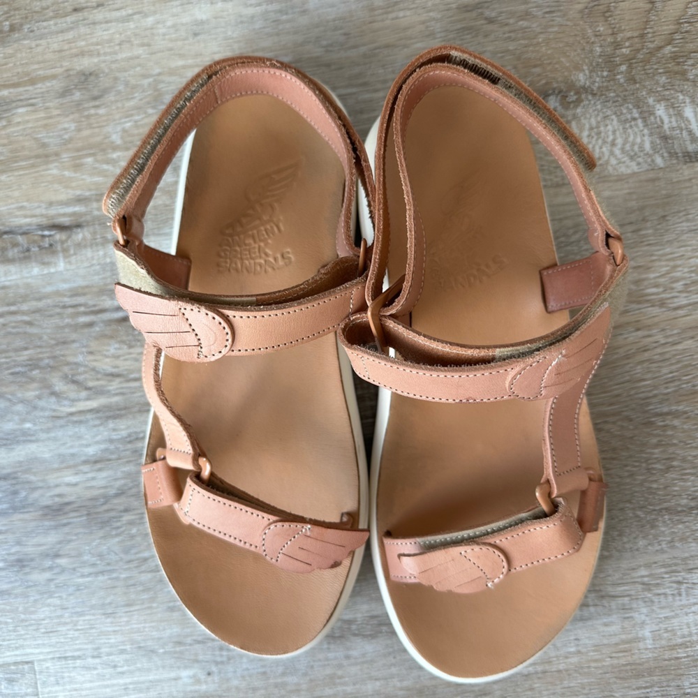 Ancient Greek Sandals Poria Leather Chunky Sandals Tan EU 38